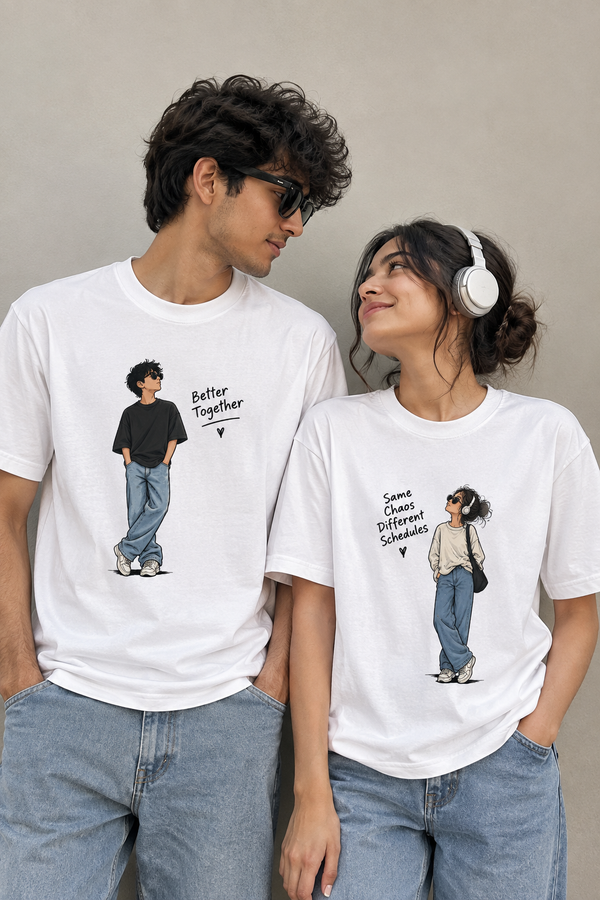 Better Together × Same Chaos — Couple T-Shirt Set