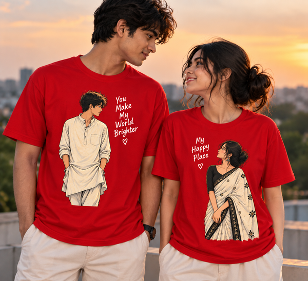 You Make My World Brighter × My Happy Place Couple T-Shirt