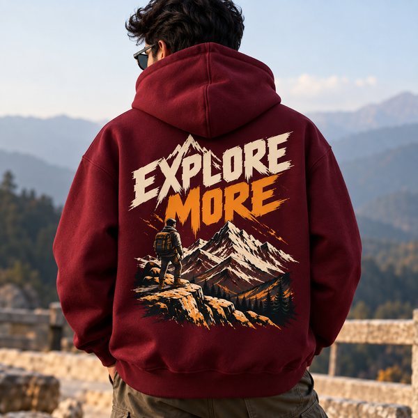 Explore More — Classic Maroon Hoodie